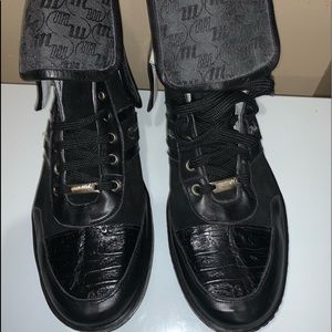 Mauri 8867 Black & Grey Genuine Alligator / Suede Boots